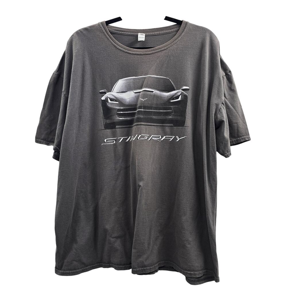 Anvil Corvette Stingray Chevy Graphic Tee Mens 2XL Gray Cotton